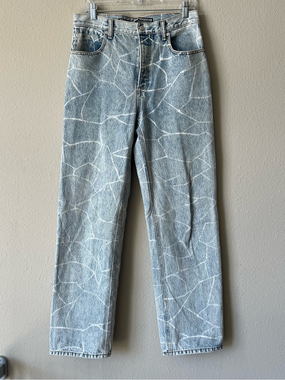 Alexander Wang Marble Cracked Bleach Print Straight Leg High Rise Jeans Size 29⁠